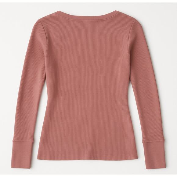 Michael Stars Women’s Thermal Waffle Knit Long Sleeve V-Neck Top Pink Size L - Picture 7 of 7